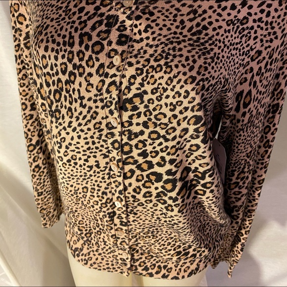 Time & Tru Leopard Ladies Cardigan Cotton SweaterM - Picture 2 of 5
